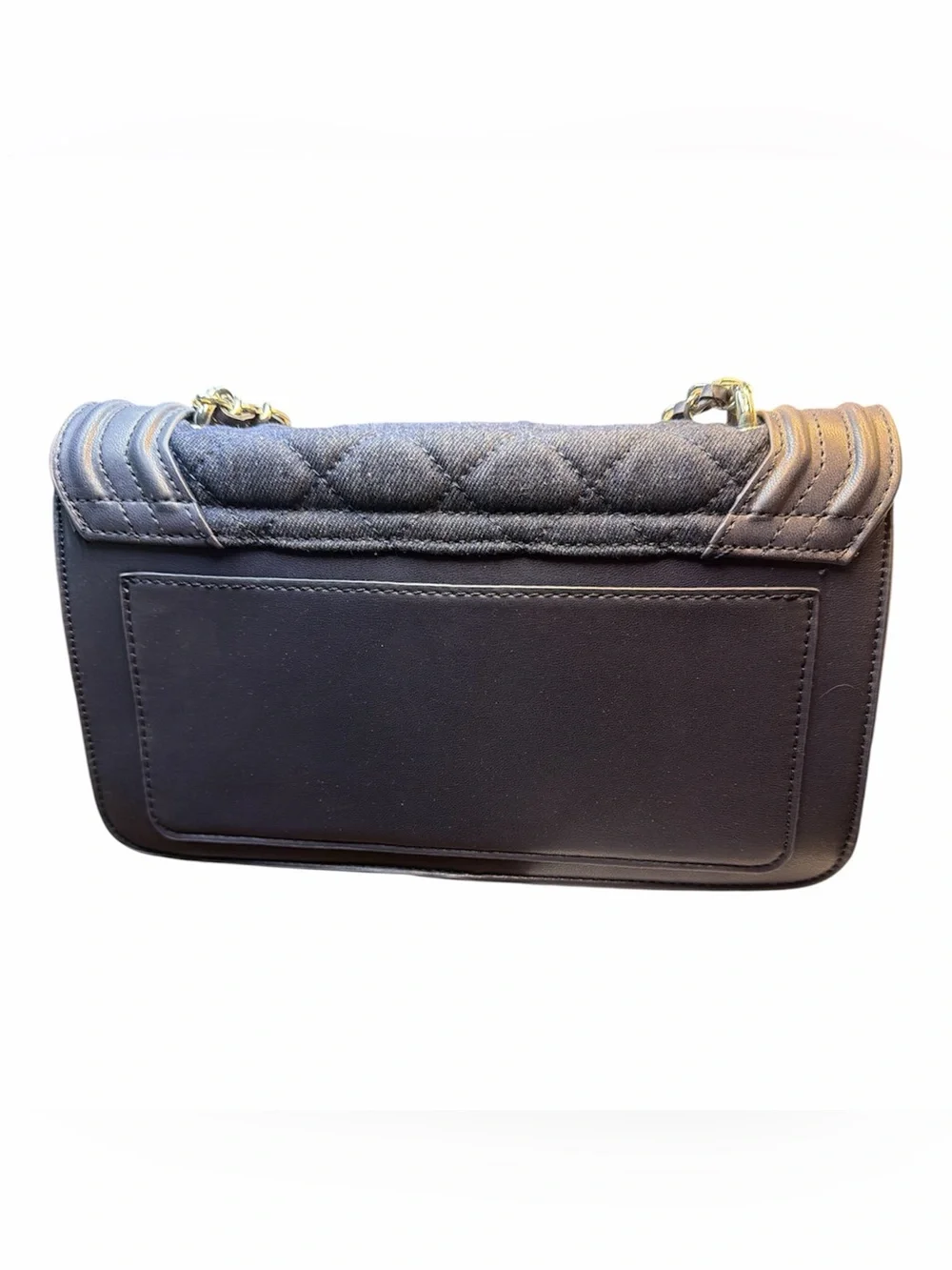 Badgley Mischka Denim Diamond Quilted Crossbody / Pearls on Strap NWT MSRP $159 - Picture 3 of 6